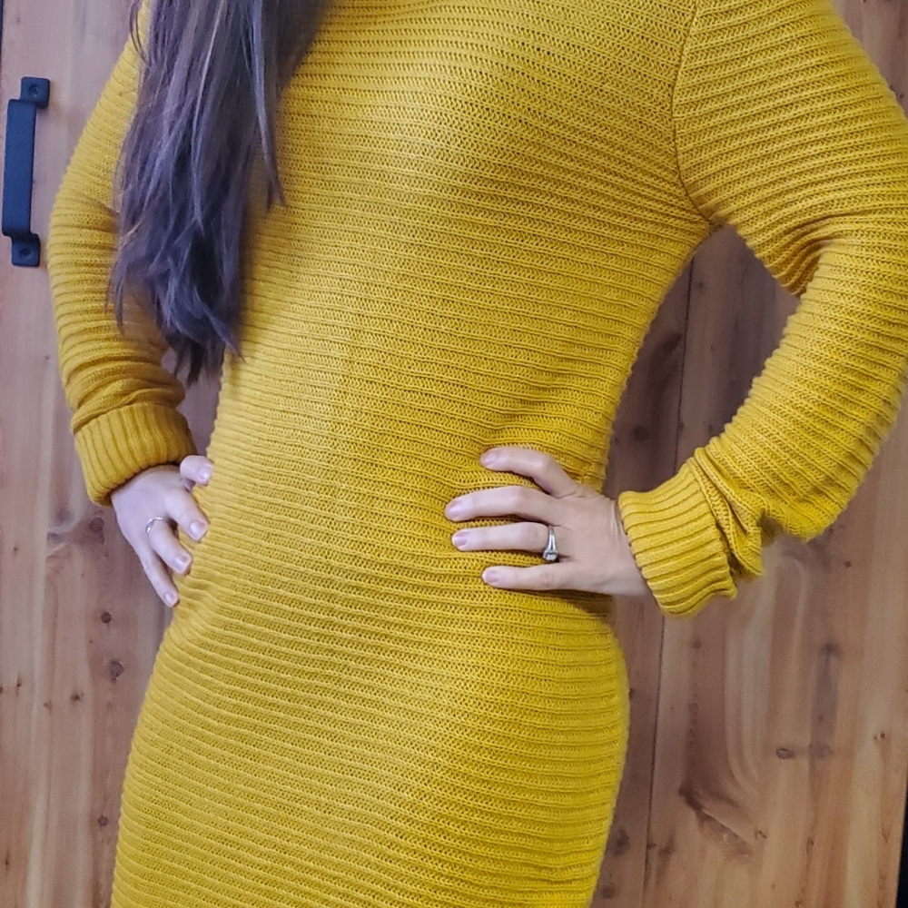 NWT mustard yellow sweater dress size small